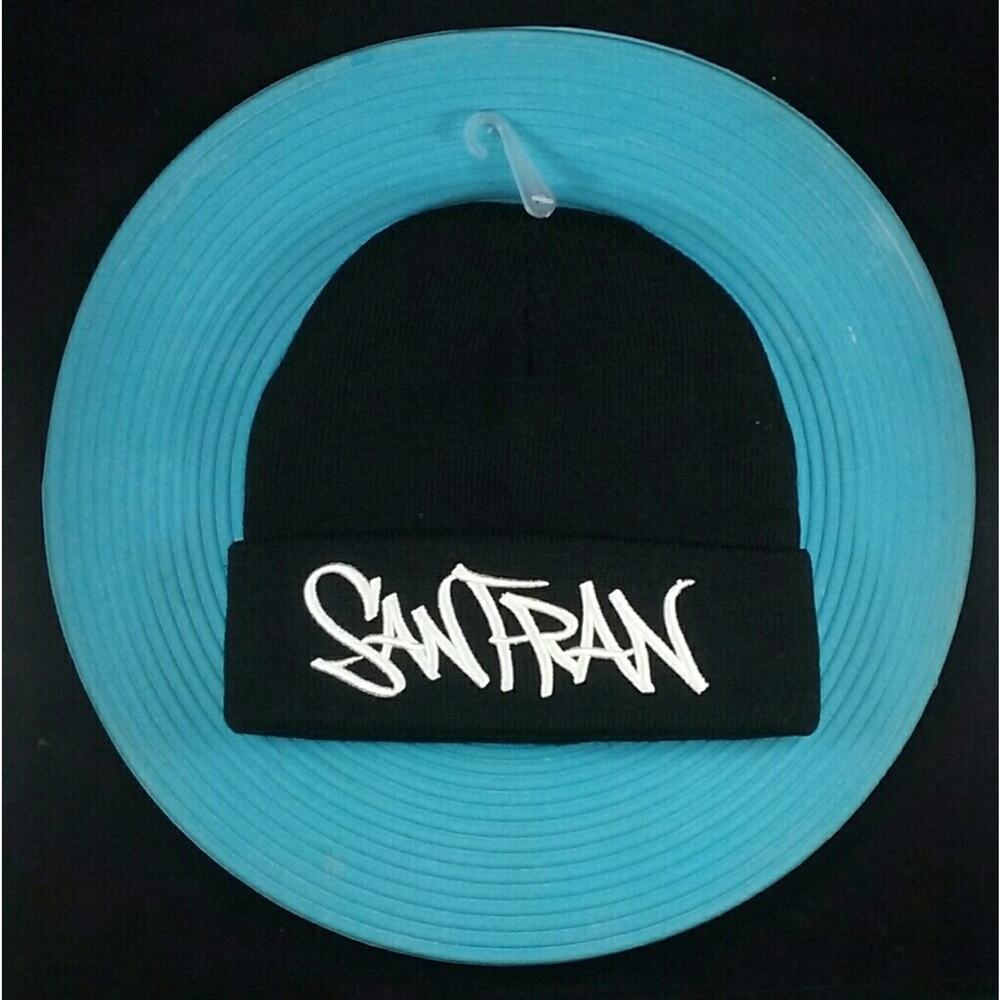 Lids Knit Cap Black with White San Fran Script - Picture 4 of 4